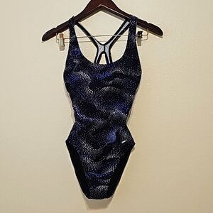 Speedo One Piece Black and Navy Swimsuit 8